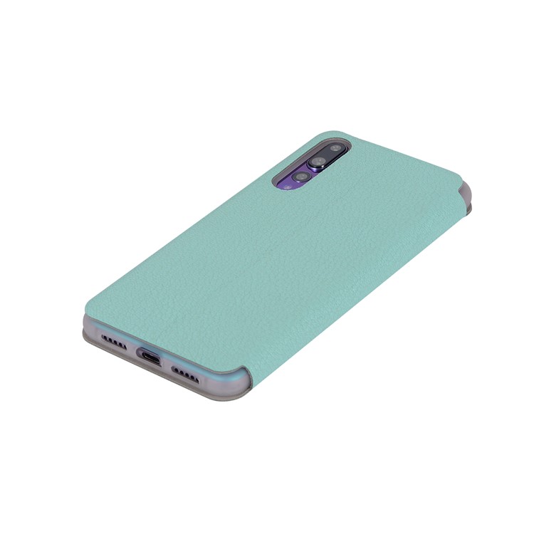 Litchi Skin Leather Stand Cellphone Cover with Card Slot for Huawei P20 Pro - Cyan-8