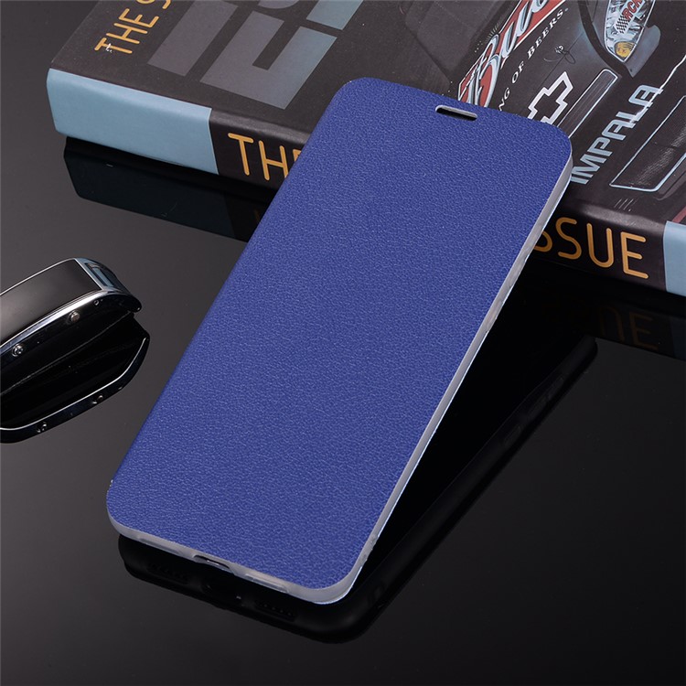 Litchi Skin Leather Stand Mobile Shell with Card Slot for Huawei P20 Pro - Blue-12