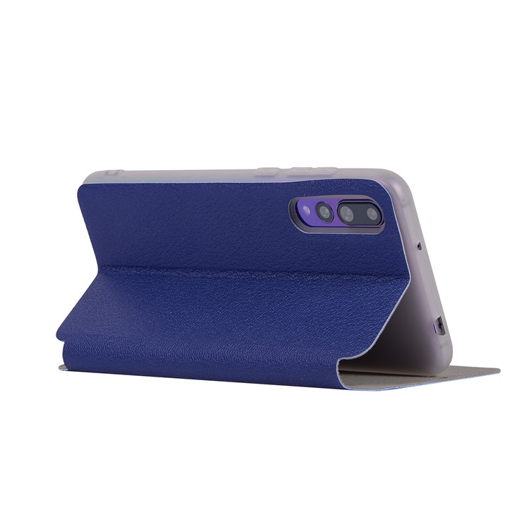 Litchi Skin Leather Stand Mobile Shell with Card Slot for Huawei P20 Pro - Blue-4