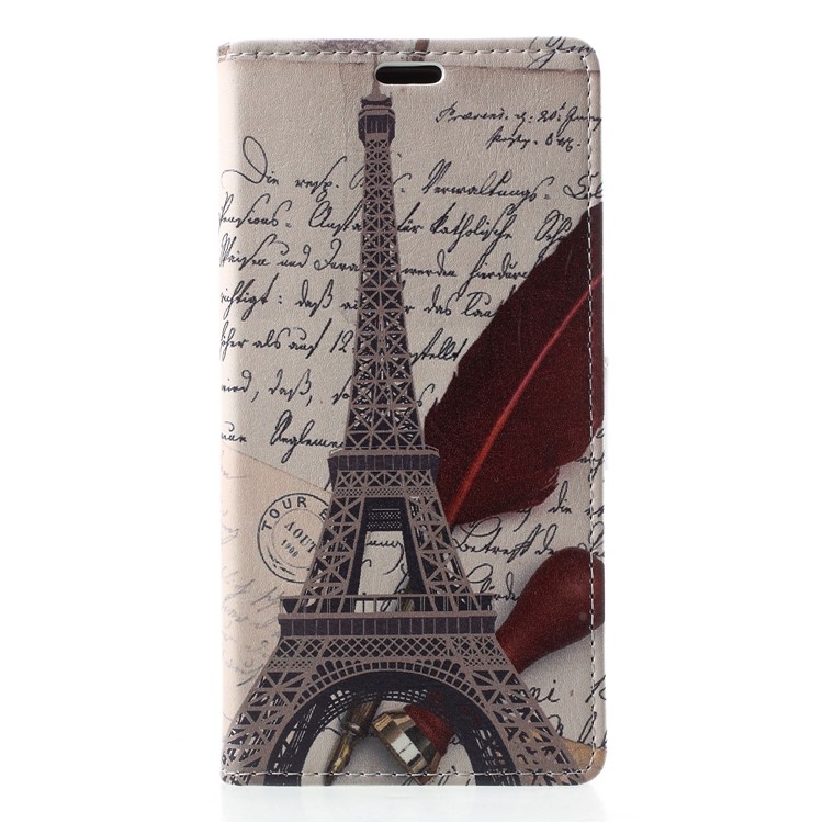 Wallet Leather Stand Cover for Huawei Y9 (2018) / Enjoy 8 Plus - Eiffel Tower and Characters-1