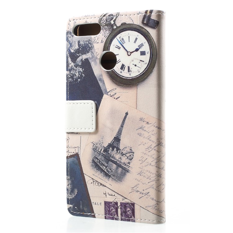 Wallet Leather Stand Cover for Huawei Y9 (2018) / Enjoy 8 Plus - Eiffel Tower and Characters-2