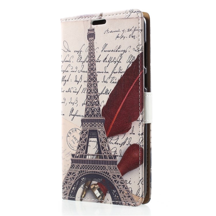 Wallet Leather Stand Cover for Huawei Y9 (2018) / Enjoy 8 Plus - Eiffel Tower and Characters-3