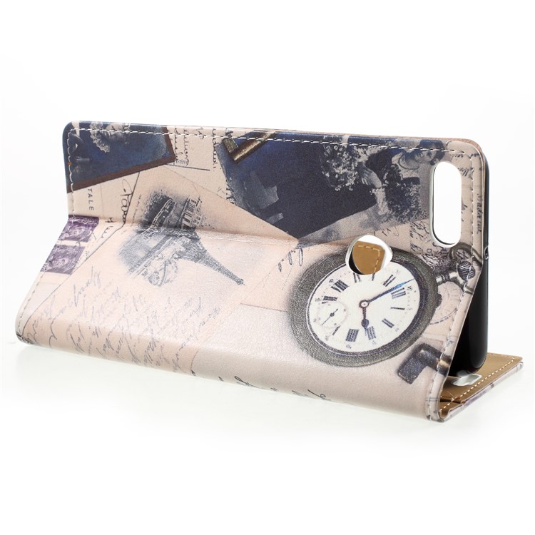 Wallet Leather Stand Cover for Huawei Y9 (2018) / Enjoy 8 Plus - Eiffel Tower and Characters-4