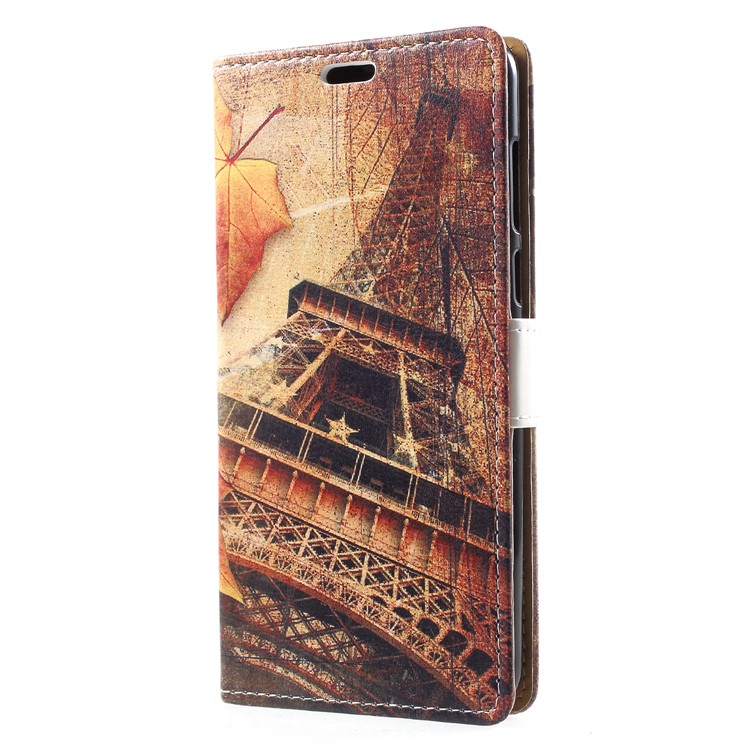 Wallet Leather Magnetic Case for Huawei Y9 (2018) / Enjoy 8 Plus - Maple Leaves and Eiffel Tower-3