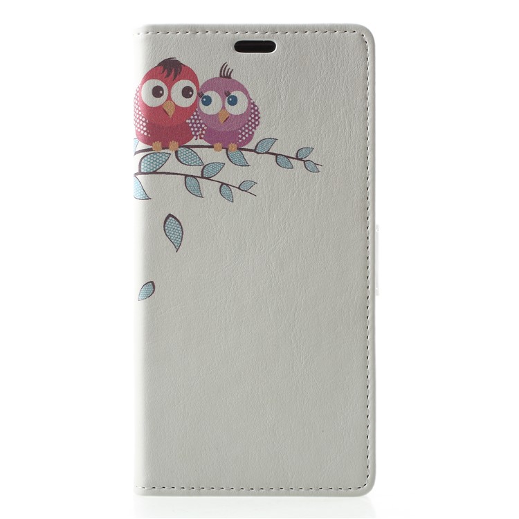 Wallet Leather Case with Stand for Huawei Y9 (2018) / Enjoy 8 Plus - Two Owls on the Tree Branch-1