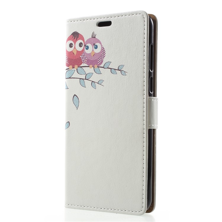 Wallet Leather Case with Stand for Huawei Y9 (2018) / Enjoy 8 Plus - Two Owls on the Tree Branch-3