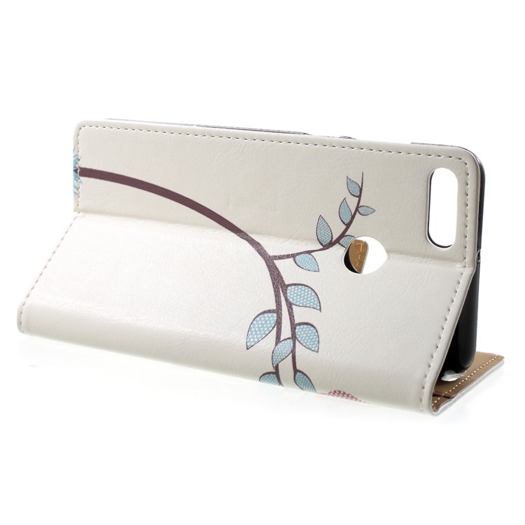 Wallet Leather Case with Stand for Huawei Y9 (2018) / Enjoy 8 Plus - Two Owls on the Tree Branch-4