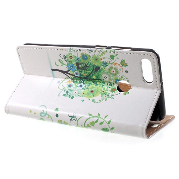 Leather Wallet Case for Huawei Y9 (2018) / Enjoy 8 Plus - Green Tree-4
