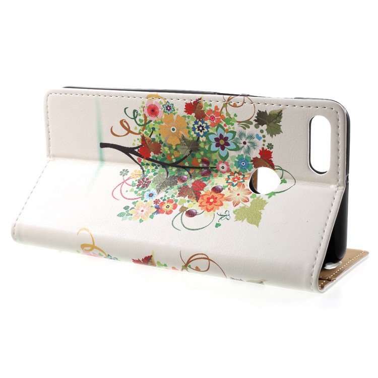 Wallet Leather Cell Phone Case for Huawei Y9 (2018) / Enjoy 8 Plus - Colorized Tree-4