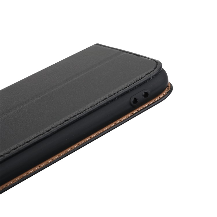 Dual View Windows Cowhide Leather Magnetic Stand Flip Case for Huawei P20 Lite/Nova 3e - Black-8