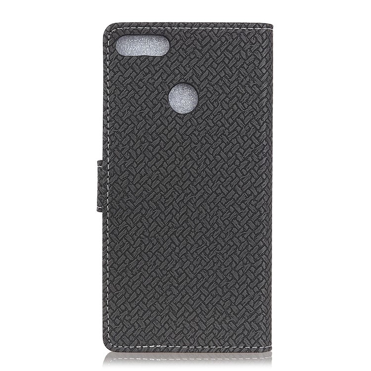 Woven Texture Wallet Stand Leather Case for Huawei Y9 (2018) / Enjoy 8 Plus - Black-3