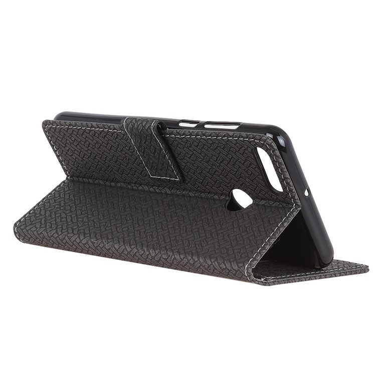 Woven Texture Wallet Stand Leather Case for Huawei Y9 (2018) / Enjoy 8 Plus - Black-5