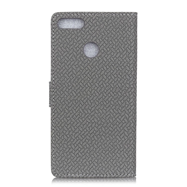 Woven Texture Wallet Stand Leather Cover for Huawei Y9 (2018) / Enjoy 8 Plus - Grey-2