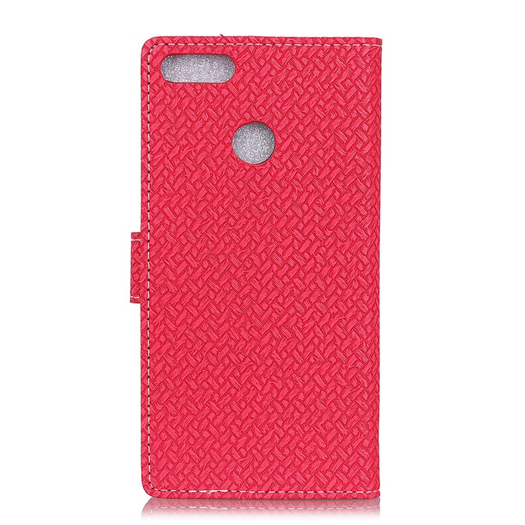 Woven Texture Wallet Stand Leather Shell for Huawei Y9 (2018) / Enjoy 8 Plus - Red-2