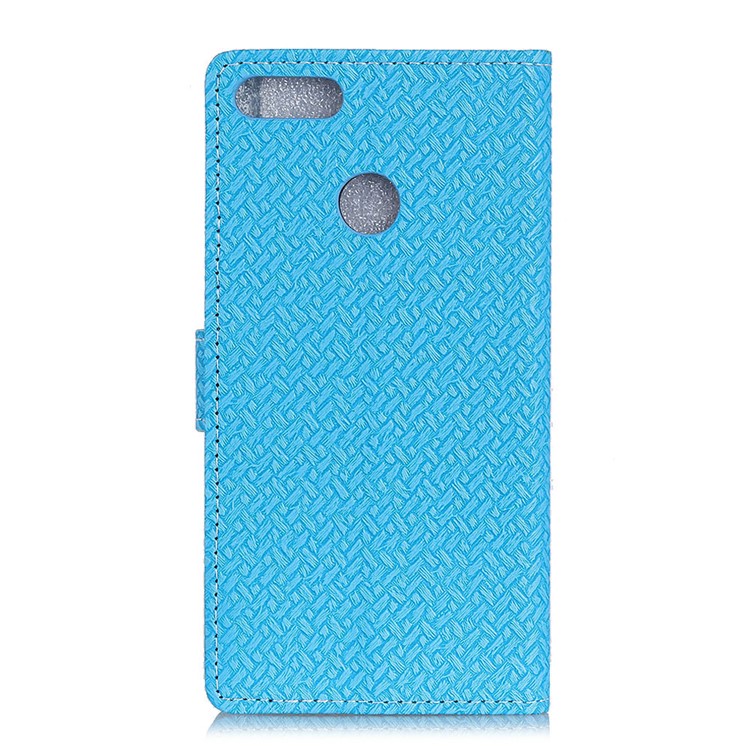 Woven Texture Wallet Stand Leather Phone Cover for Huawei Y9 (2018) / Enjoy 8 Plus - Blue-2
