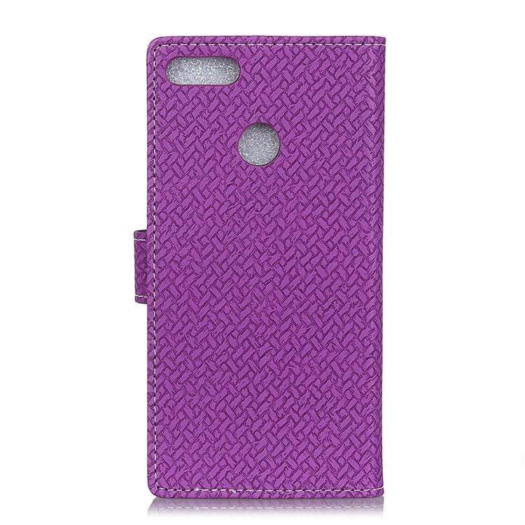 Woven Texture Wallet Stand Leather Mobile Case for Huawei Y9 (2018) / Enjoy 8 Plus - Purple-2
