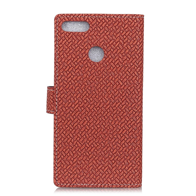 Woven Texture Wallet Stand Leather Mobile Casing for Huawei Y9 (2018) / Enjoy 8 Plus - Brown-2