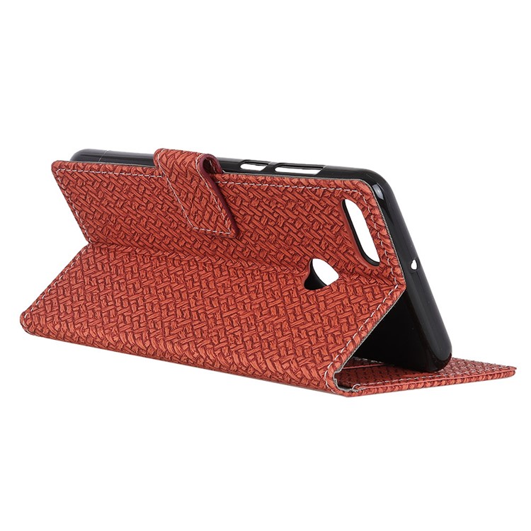 Woven Texture Wallet Stand Leather Mobile Casing for Huawei Y9 (2018) / Enjoy 8 Plus - Brown-4