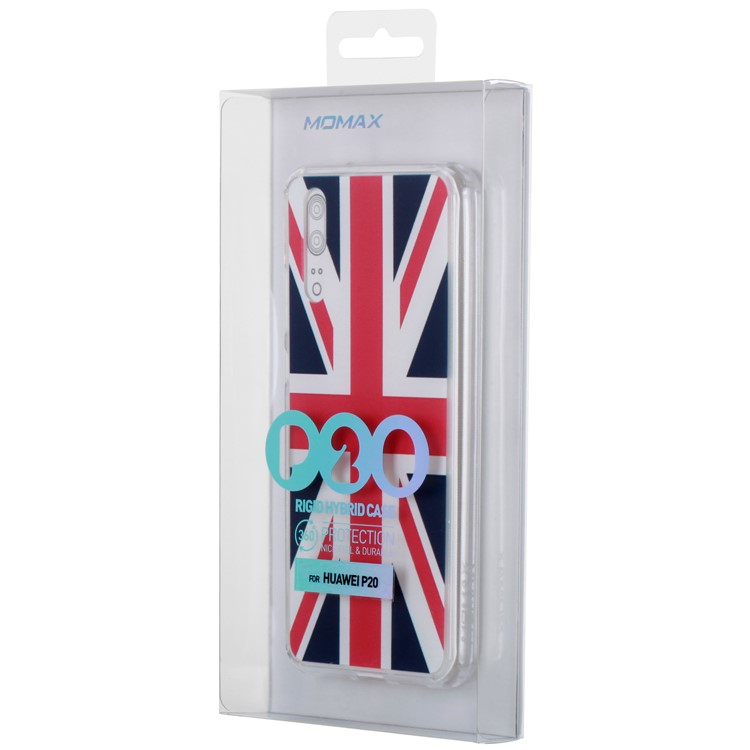 MOMAX Anti-drop Embossment Pattern Printing PC + Soft TPU Hybrid Case for Huawei P20 - Flag of British-12