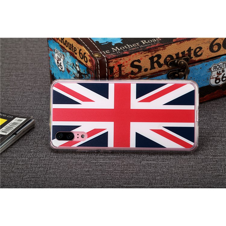 MOMAX Anti-drop Embossment Pattern Printing PC + Soft TPU Hybrid Case for Huawei P20 - Flag of British-15
