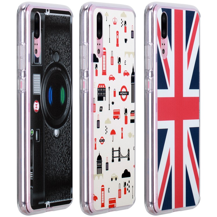 MOMAX Anti-drop Embossment Pattern Printing PC + Soft TPU Hybrid Case for Huawei P20 - Flag of British-17