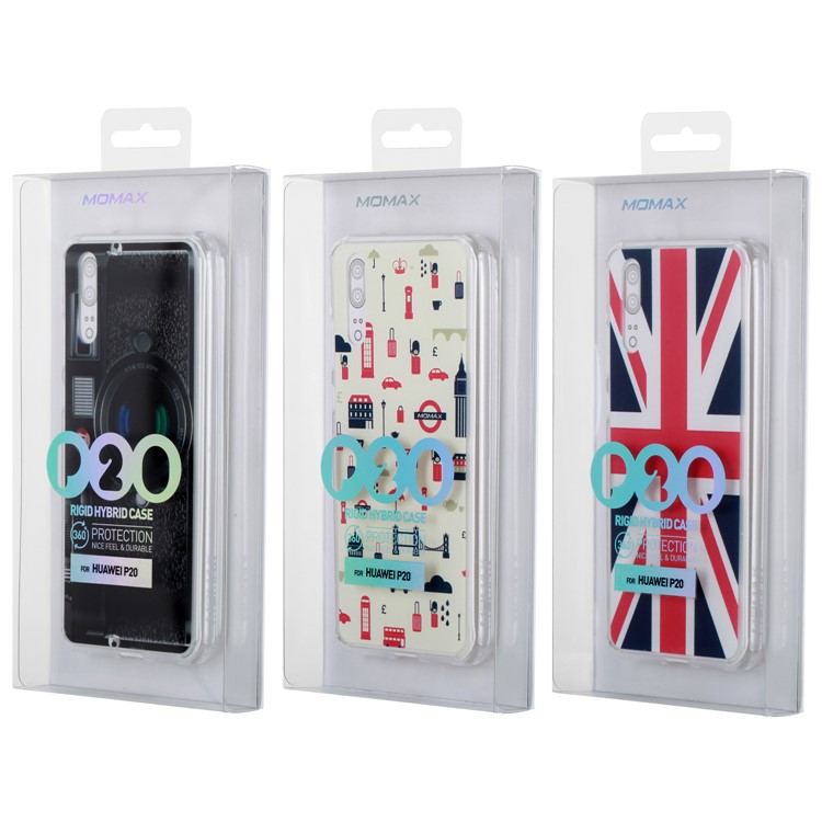 MOMAX Anti-drop Embossment Pattern Printing PC + Soft TPU Hybrid Case for Huawei P20 - Flag of British-18