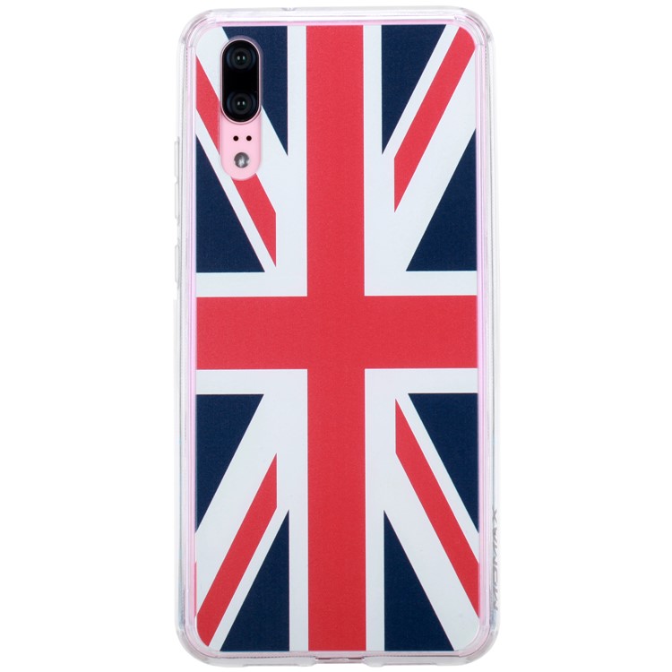 MOMAX Anti-drop Embossment Pattern Printing PC + Soft TPU Hybrid Case for Huawei P20 - Flag of British-2