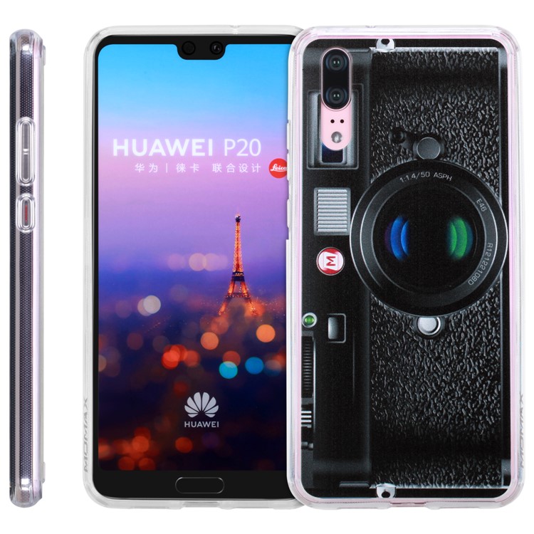 MOMAX Anti-drop Embossment Pattern Printing PC + Soft TPU Hybrid Cover for Huawei P20 - Retro Camera-1