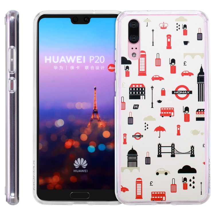 MOMAX Anti-drop Embossment Pattern Printing PC + Soft TPU Hybrid Shell for Huawei P20 - England Elements-1