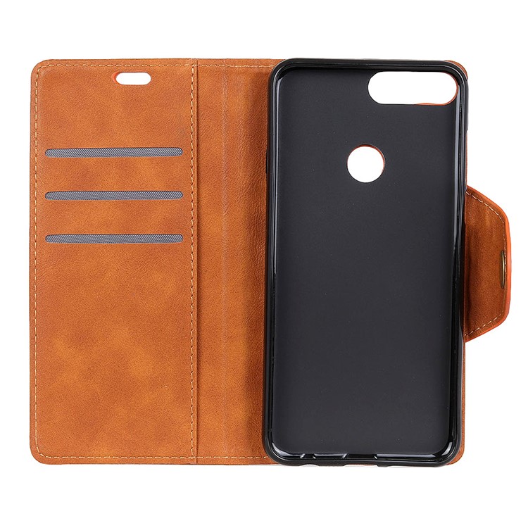 PU Leather Wallet Stand Mobile Casing for Huawei Honor 7C/Enjoy 8 /Y7 Prime (2018) - Brown-7