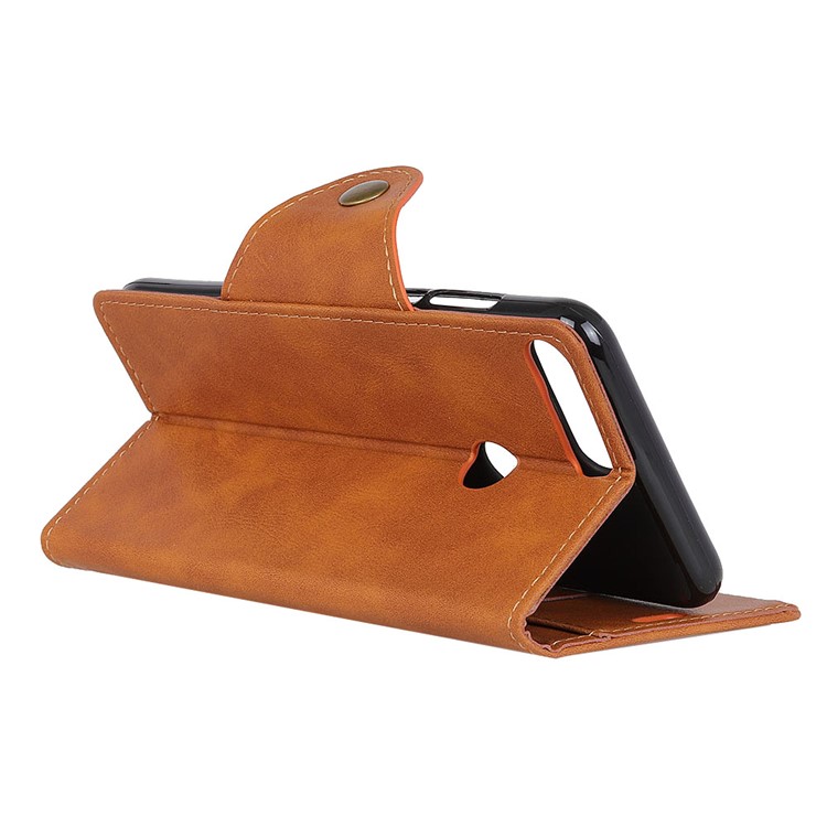 PU Leather Wallet Stand Mobile Casing for Huawei Honor 7C/Enjoy 8 /Y7 Prime (2018) - Brown-8