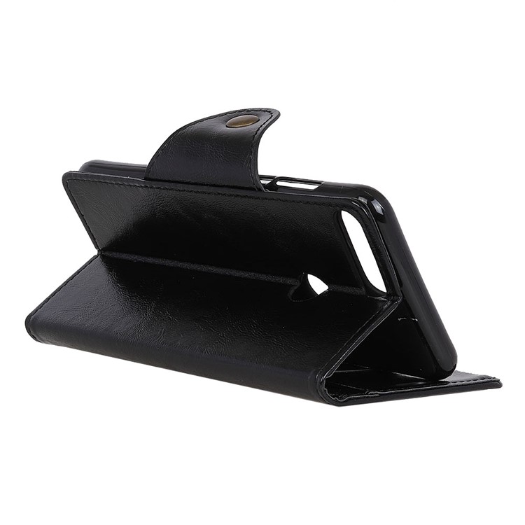 Textured PU Leather Wallet Stand Phone Case for Huawei Honor 7C/Enjoy 8 /Y7 Prime (2018) - Black-5