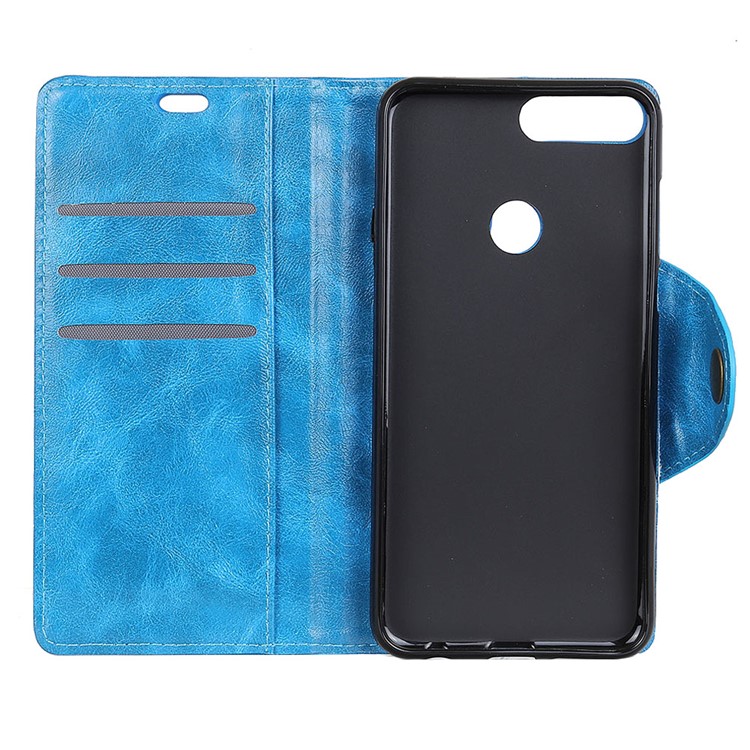 Textured PU Leather Wallet Stand Mobile Phone Case for Huawei Honor 7C/Enjoy 8 /Y7 Prime (2018) - Blue-4