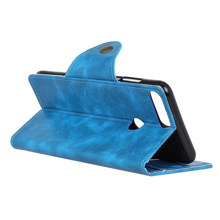 Textured PU Leather Wallet Stand Mobile Phone Case for Huawei Honor 7C/Enjoy 8 /Y7 Prime (2018) - Blue-5