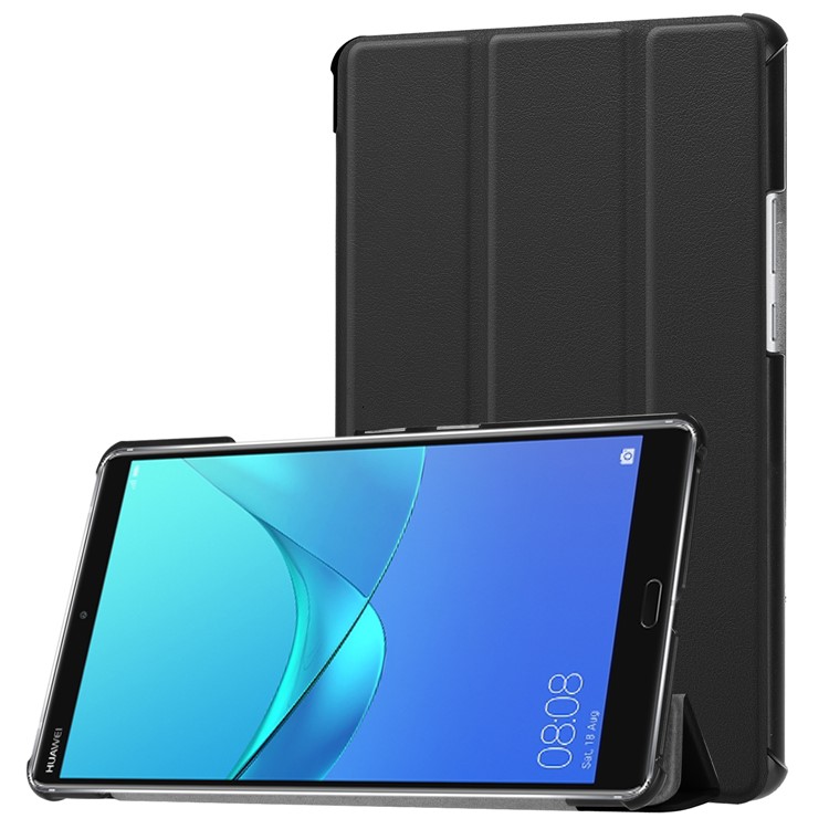 Tri-fold Stand PU Leather Smart Case for Huawei MediaPad M5 8 - Black-1