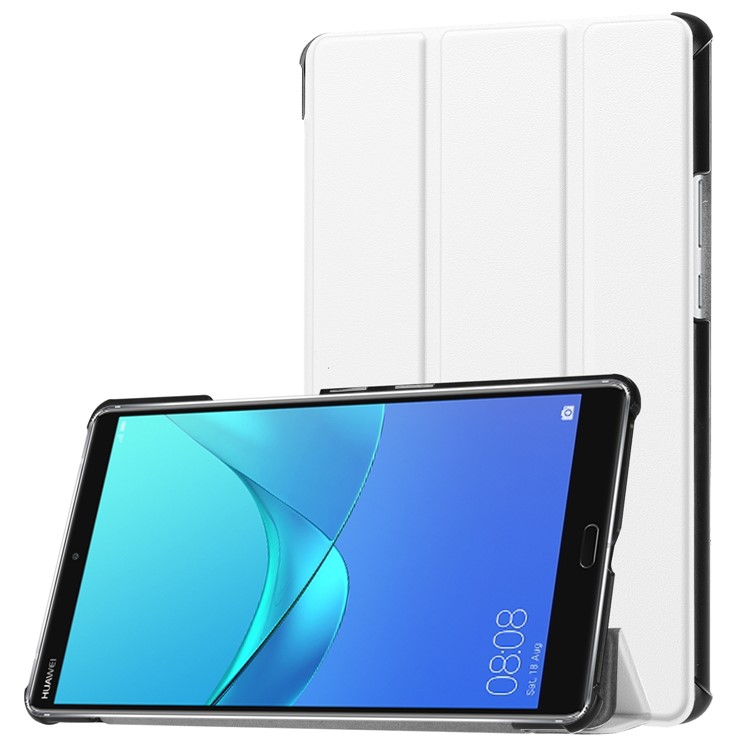 Tri-fold Stand PU Leather Smart Cover for Huawei MediaPad M5 8 - White-1