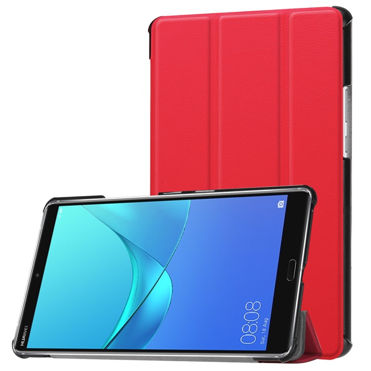 Tri-fold Stand PU Leather Smart Shell for Huawei MediaPad M5 8 - Red-1