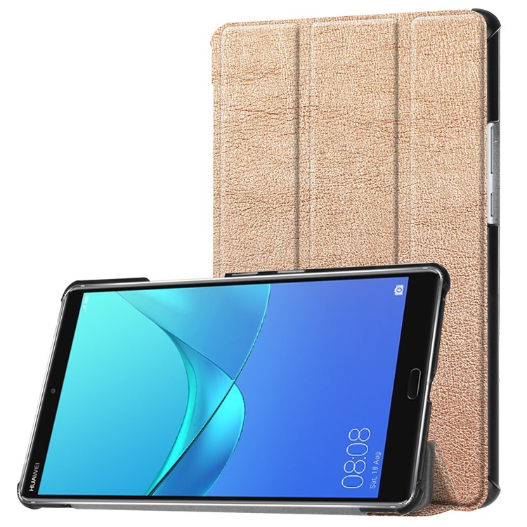 Tri-fold Stand Auto Wake and Sleep Leather Shell for Huawei MediaPad M5 8 - Gold-1