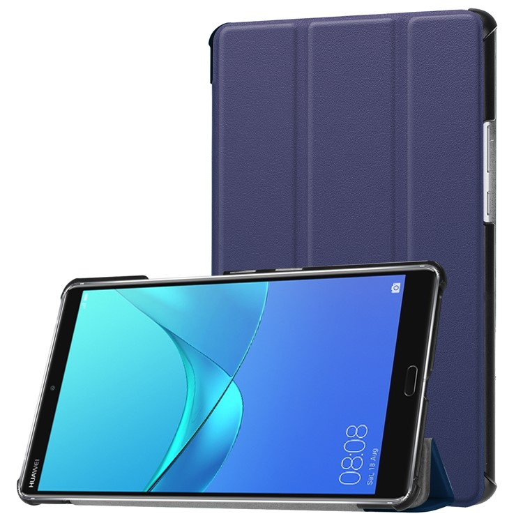 PU Leather Tri-fold Stand Smart Case Cover Shell for Huawei MediaPad M5 8 - Dark Blue-1