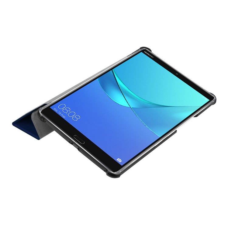 PU Leather Tri-fold Stand Smart Case Cover Shell for Huawei MediaPad M5 8 - Dark Blue-4