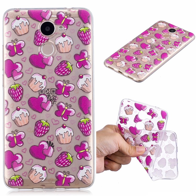 Pattern Printing IMD TPU Back Shell for Huawei Y7 Prime/Enjoy 7 Plus - Cake and Strawberry-1