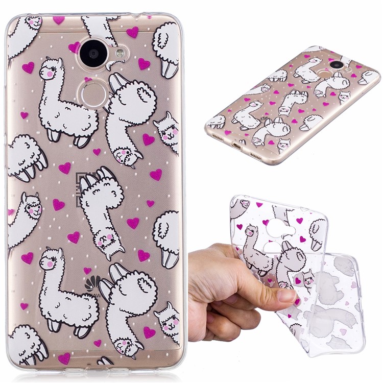 Pattern Printing IMD TPU Back Casing for Huawei Y7 Prime/Enjoy 7 Plus - Alpacas-1