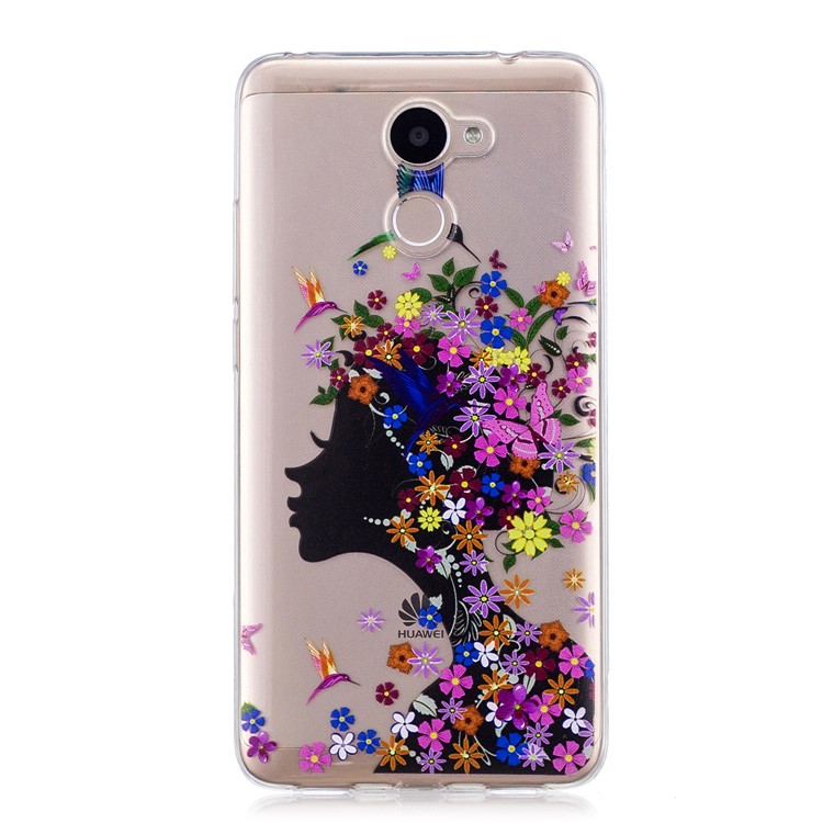 Pattern Printing IMD TPU Mobile Phone Shell for Huawei Y7 Prime/Enjoy 7 Plus - Flowered Girl-3