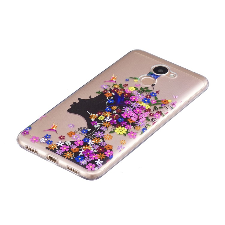 Pattern Printing IMD TPU Mobile Phone Shell for Huawei Y7 Prime/Enjoy 7 Plus - Flowered Girl-4