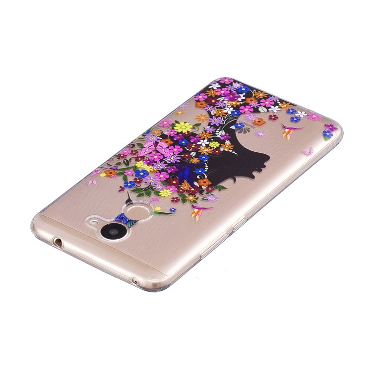 Pattern Printing IMD TPU Mobile Phone Shell for Huawei Y7 Prime/Enjoy 7 Plus - Flowered Girl-5
