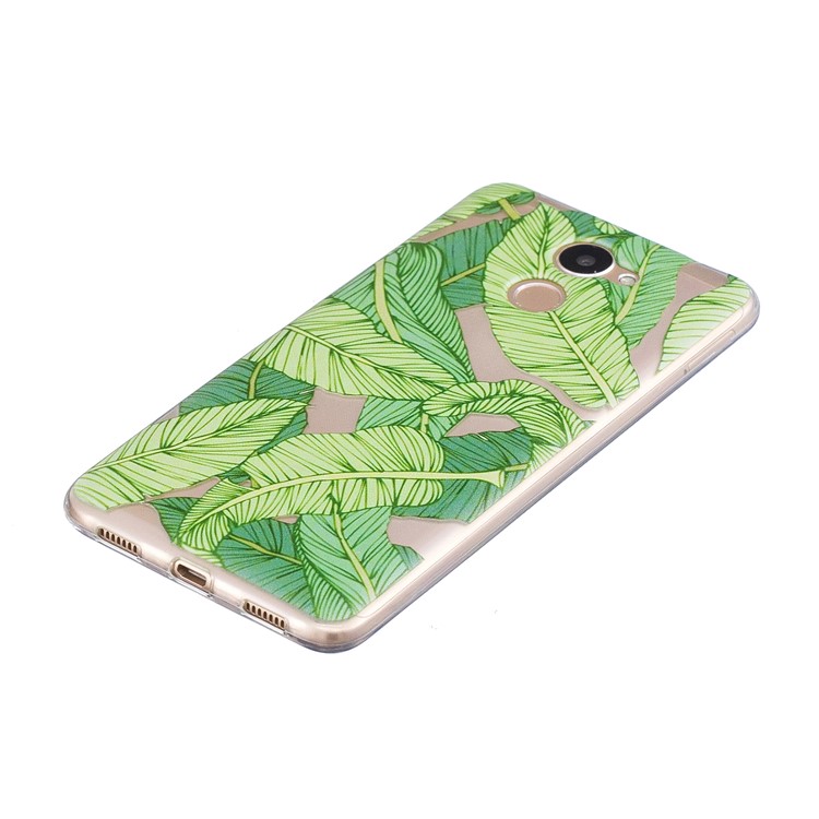 Pattern Printing IMD TPU Cell Phone Shell for Huawei Y7 Prime/Enjoy 7 Plus - Green Leaves-4
