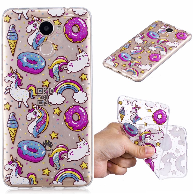 Pattern Printing IMD Soft TPU Back Case for Huawei Y7 Prime/Enjoy 7 Plus - Doughnut and Unicorn-1