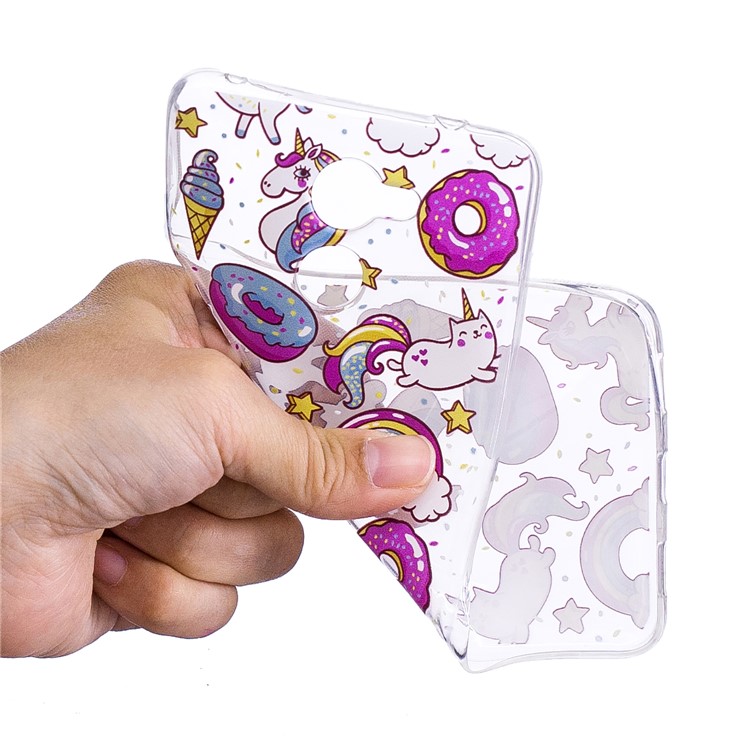 Pattern Printing IMD Soft TPU Back Case for Huawei Y7 Prime/Enjoy 7 Plus - Doughnut and Unicorn-2