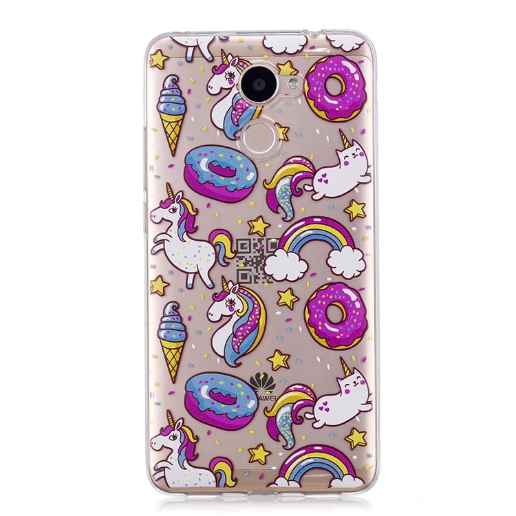 Pattern Printing IMD Soft TPU Back Case for Huawei Y7 Prime/Enjoy 7 Plus - Doughnut and Unicorn-3