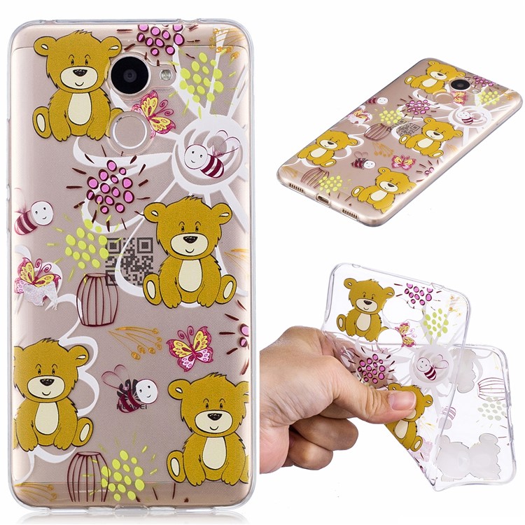 Pattern Printing Clear IMD TPU Back Case for Huawei Y7 Prime/Enjoy 7 Plus - Brown Bear-1